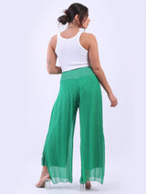 Ladies Wide Leg Plain Silk Harem Trouser