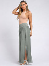 Ladies Wide Leg Plain Silk Harem Trouser