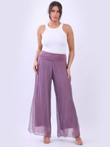 Ladies Wide Leg Plain Silk Harem Trouser