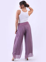 Ladies Wide Leg Plain Silk Harem Trouser