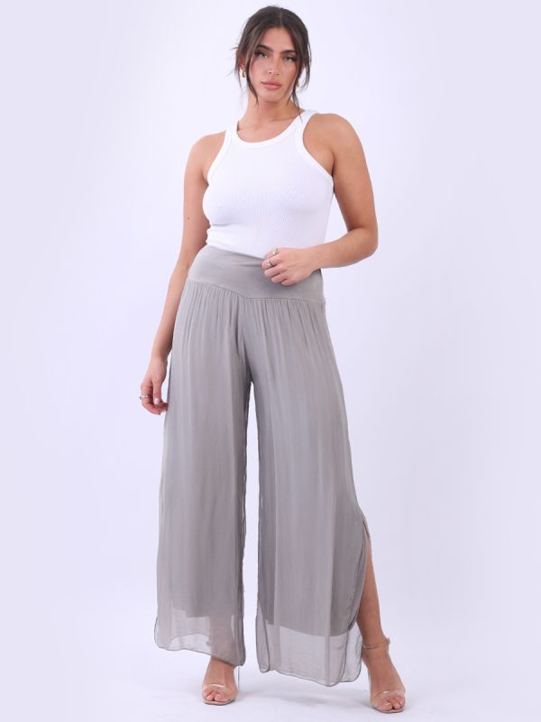 Ladies Wide Leg Plain Silk Harem Trouser