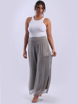 Ladies Wide Leg Plain Silk Harem Trouser