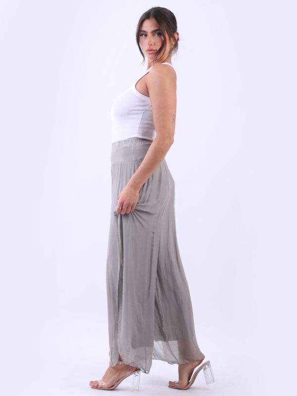 Ladies Wide Leg Plain Silk Harem Trouser