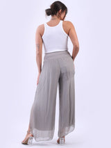 Ladies Wide Leg Plain Silk Harem Trouser