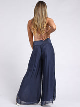 Ladies Wide Leg Plain Silk Harem Trouser