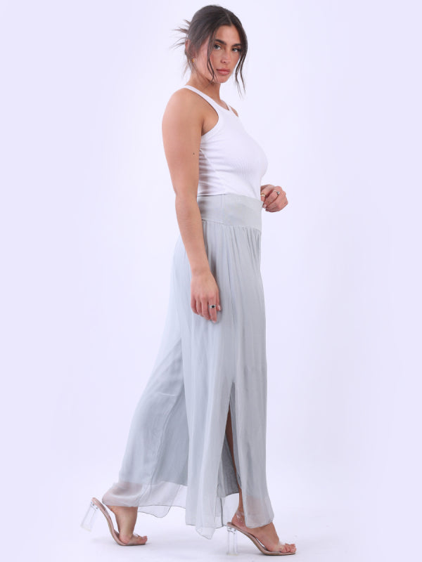 Ladies Wide Leg Plain Silk Harem Trouser