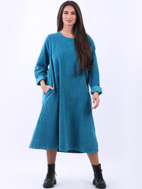 Women Plus Size Cotton Corduroy Dress