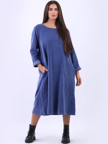 Women Plus Size Cotton Corduroy Dress