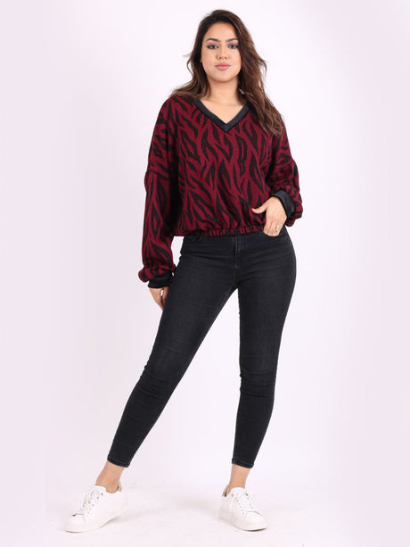 Jacquard Pegged Pullover