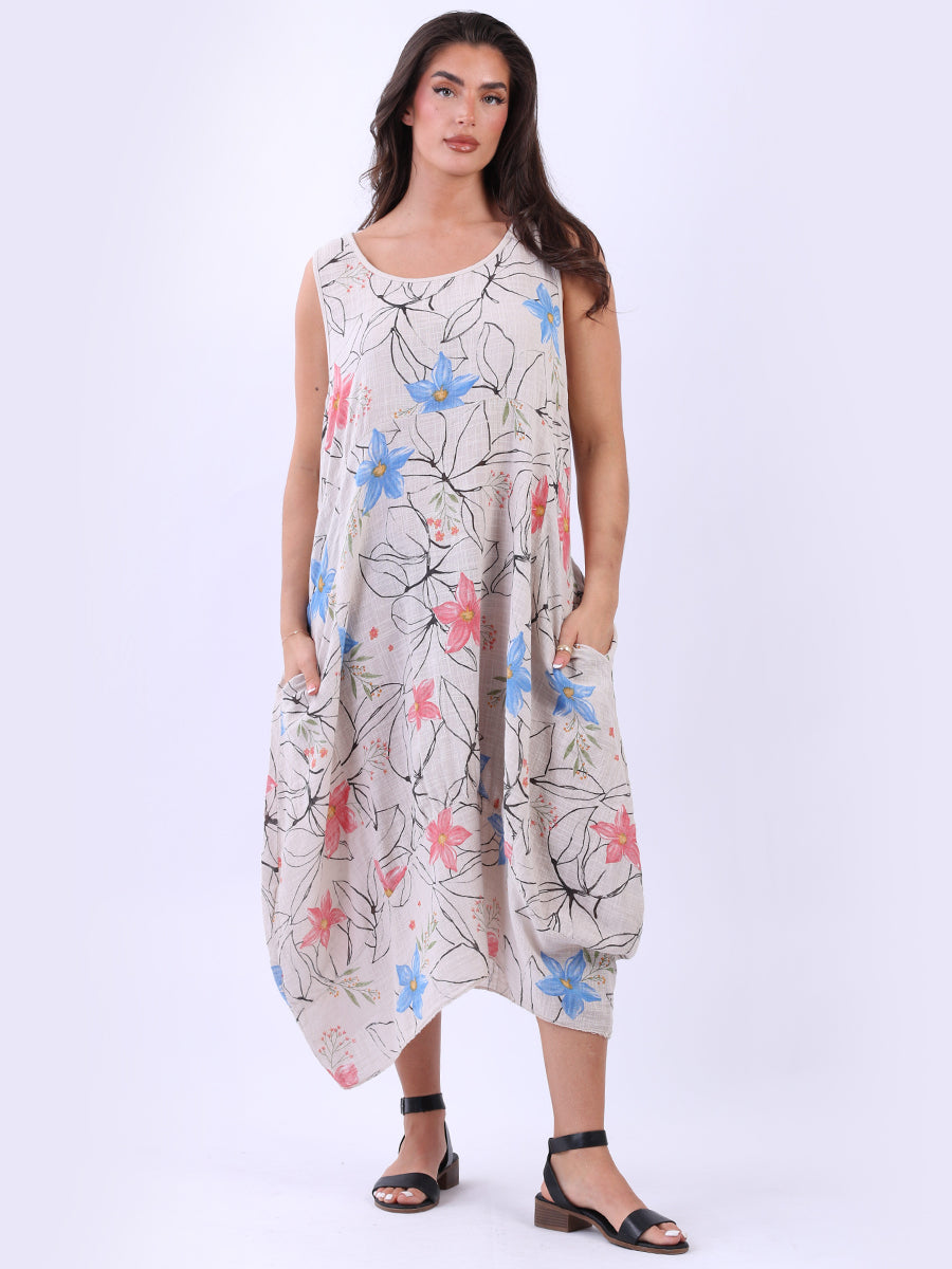 Women Plus Size Floral Sleeveless Slouchy Dress