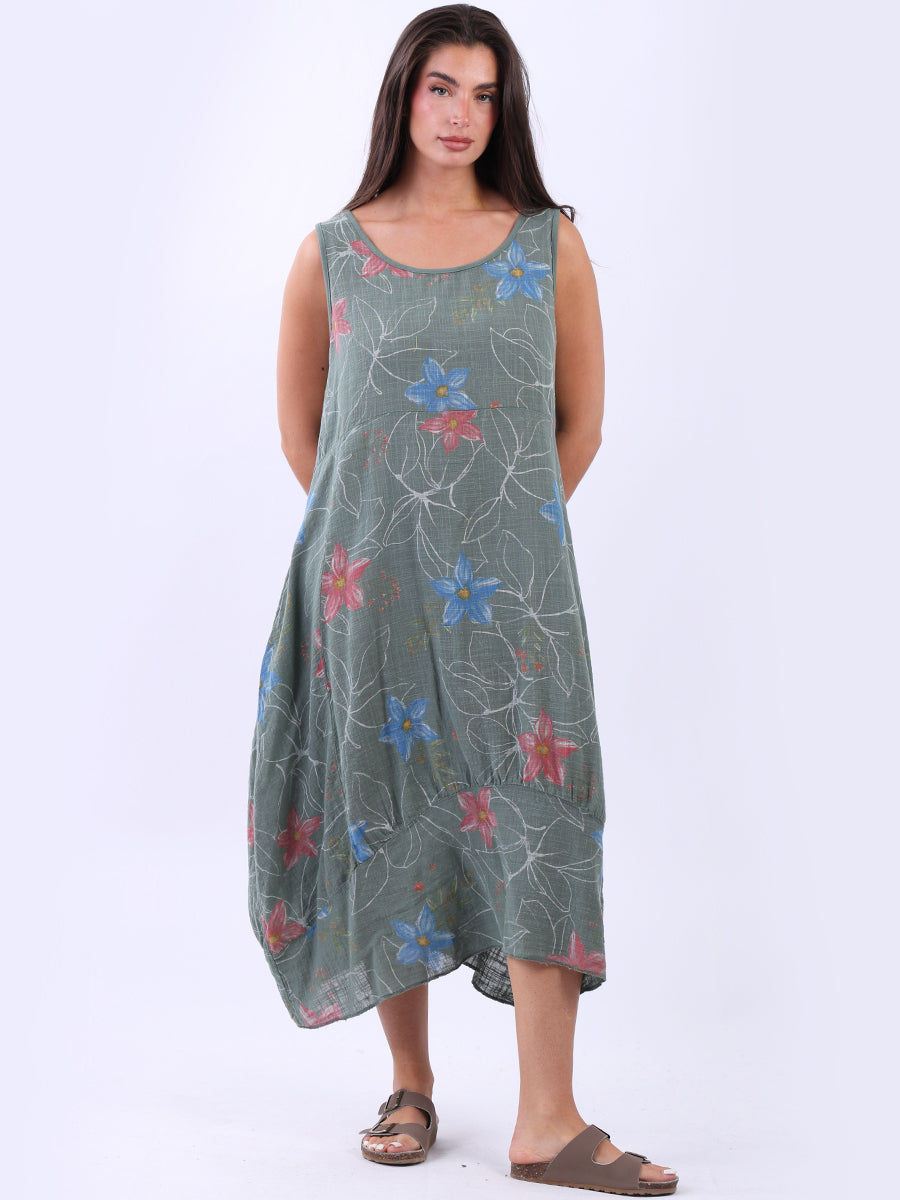 Women Plus Size Floral Sleeveless Slouchy Dress