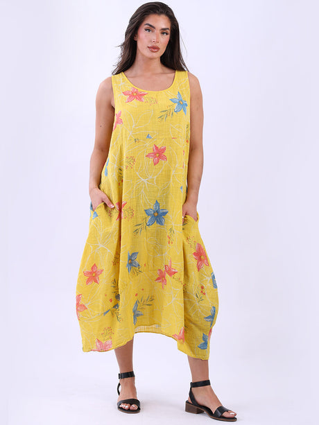 Oversized Floral Cotton Sleeveless Dress