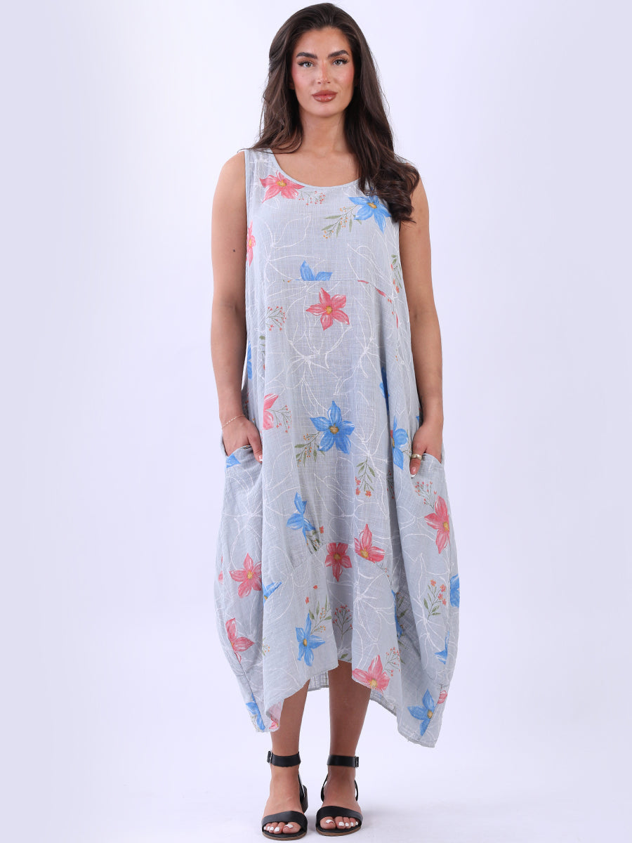 Women Plus Size Floral Sleeveless Slouchy Dress