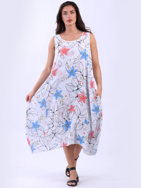 Oversized Floral Cotton Sleeveless Dress