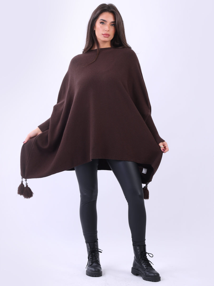 Plain Plus Size Batwing Tunic Poncho