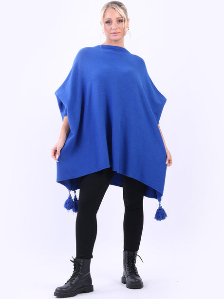 Plain Plus Size Batwing Tunic Poncho