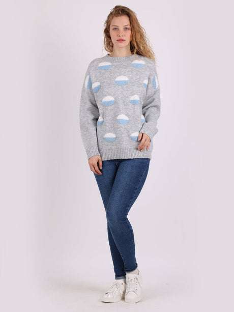 Ladies Polka Dots Knitted Baggy Woolen Jumper