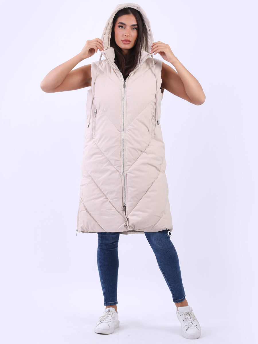 Women Plus Size Lagenlook Puffer Hoodie Gilet