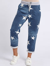 Star Print Cotton Women Trouser