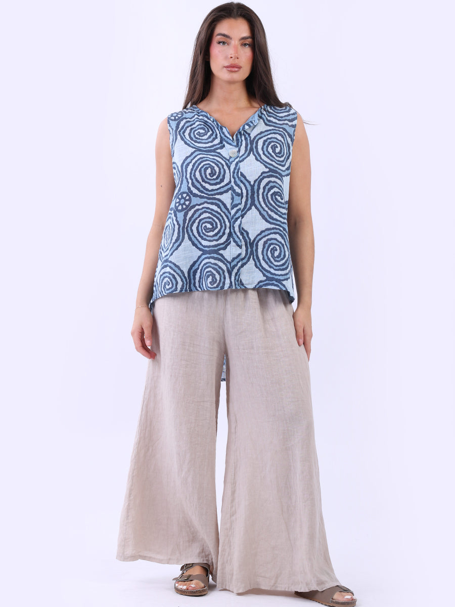 Circle Swirl Sleeveless Cotton Tank Top