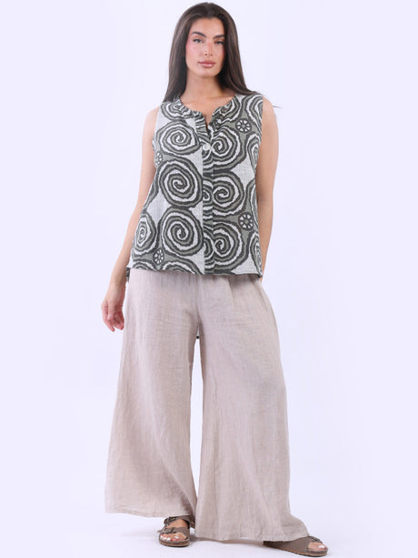 Circle Swirl Sleeveless Cotton Tank Top