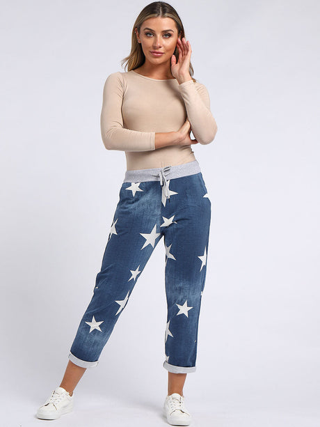 Star Print Cotton Women Trouser