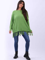 Women Solid Baggy Tunic Knitted Jumper Top