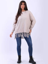 Women Solid Baggy Tunic Knitted Jumper Top