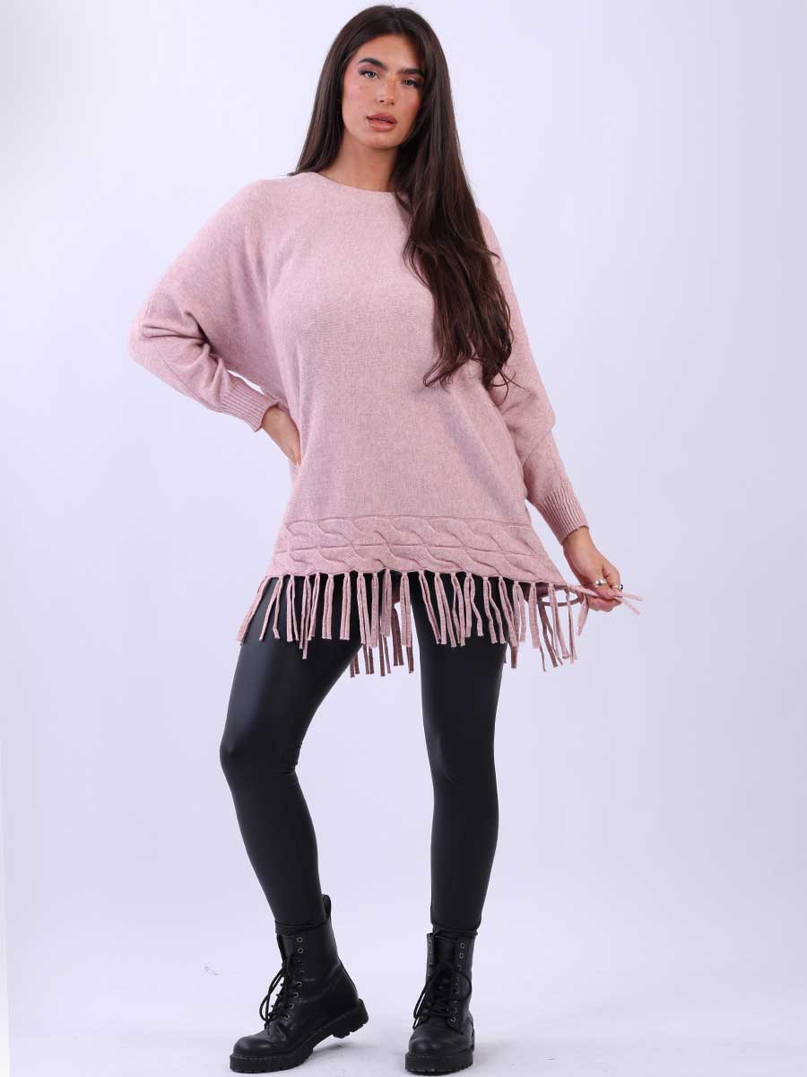 Women Solid Baggy Tunic Knitted Jumper Top