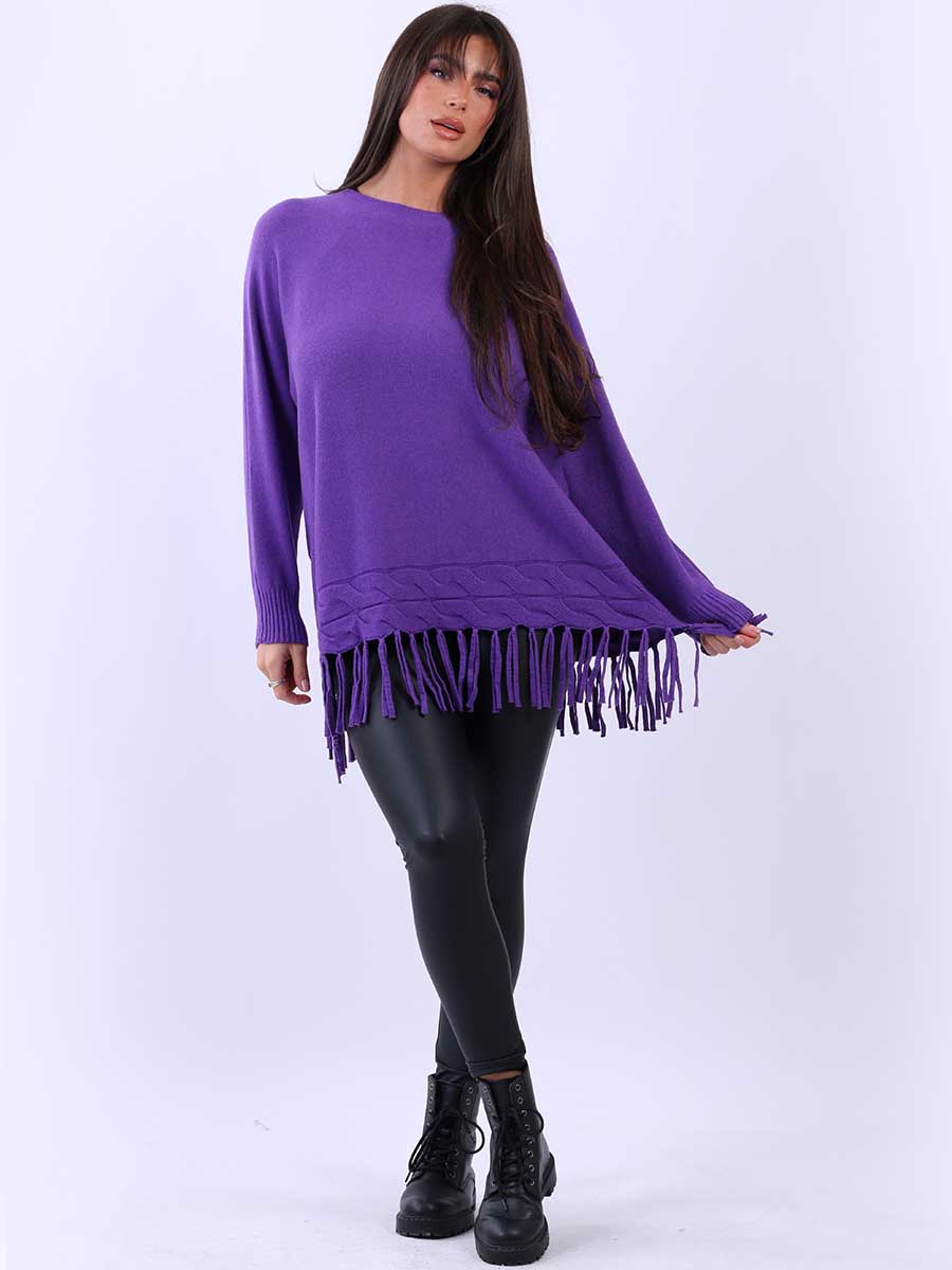 Women Solid Baggy Tunic Knitted Jumper Top