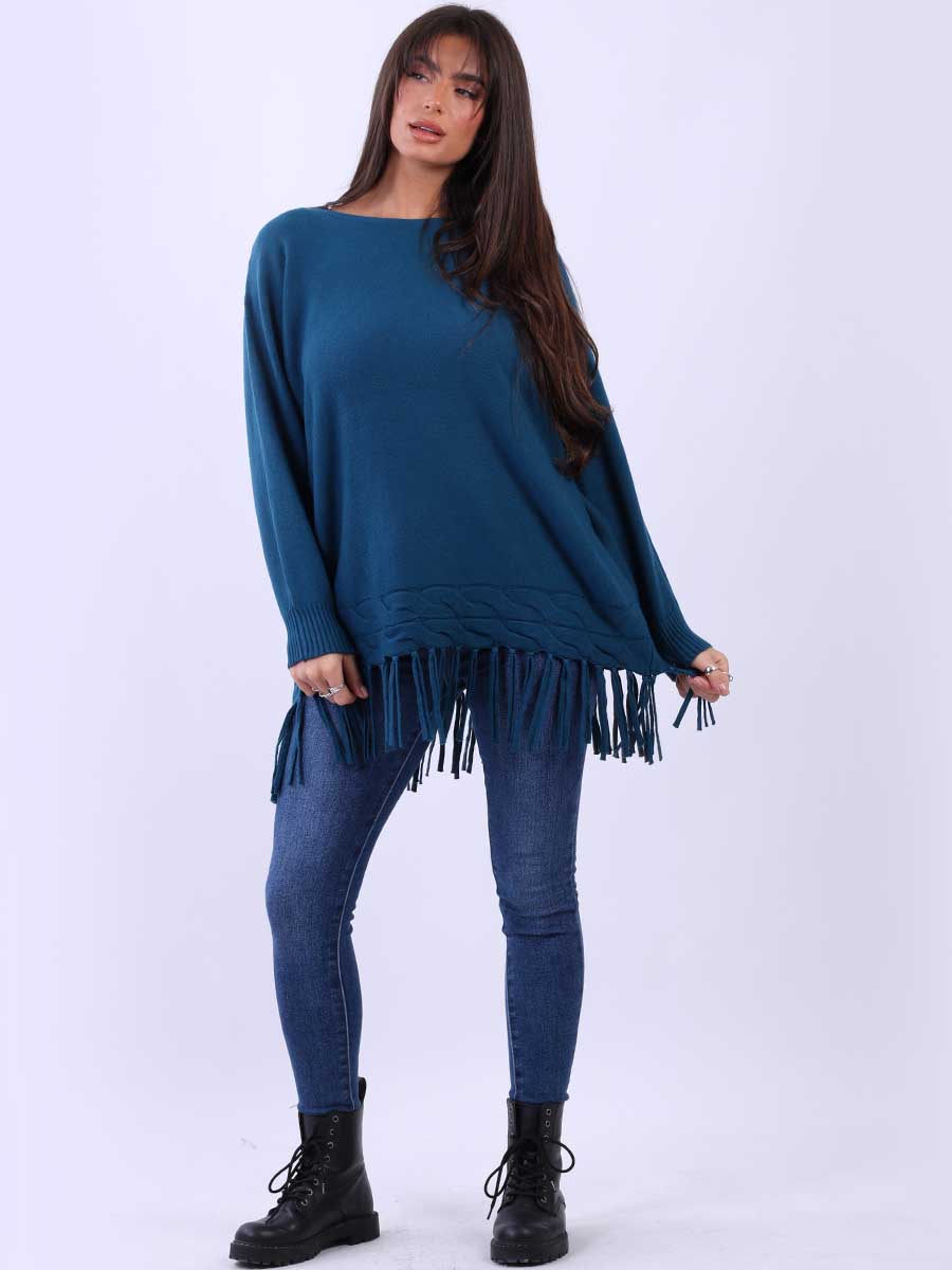 Women Solid Baggy Tunic Knitted Jumper Top