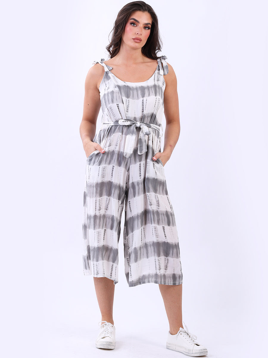 Women Wide Leg Tie Dyed Strappy Playsuit