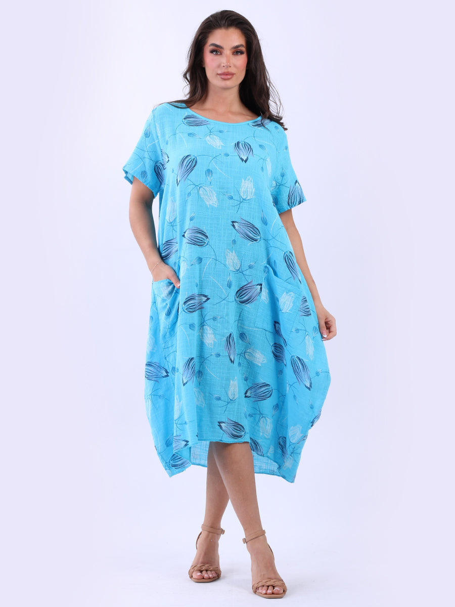 Floral Print Women Cotton Cocoon Dress