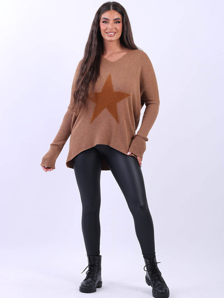 Italian Knitted Star Print Plus Size Ladies Jumper