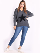 Italian Knitted Star Print Plus Size Ladies Jumper