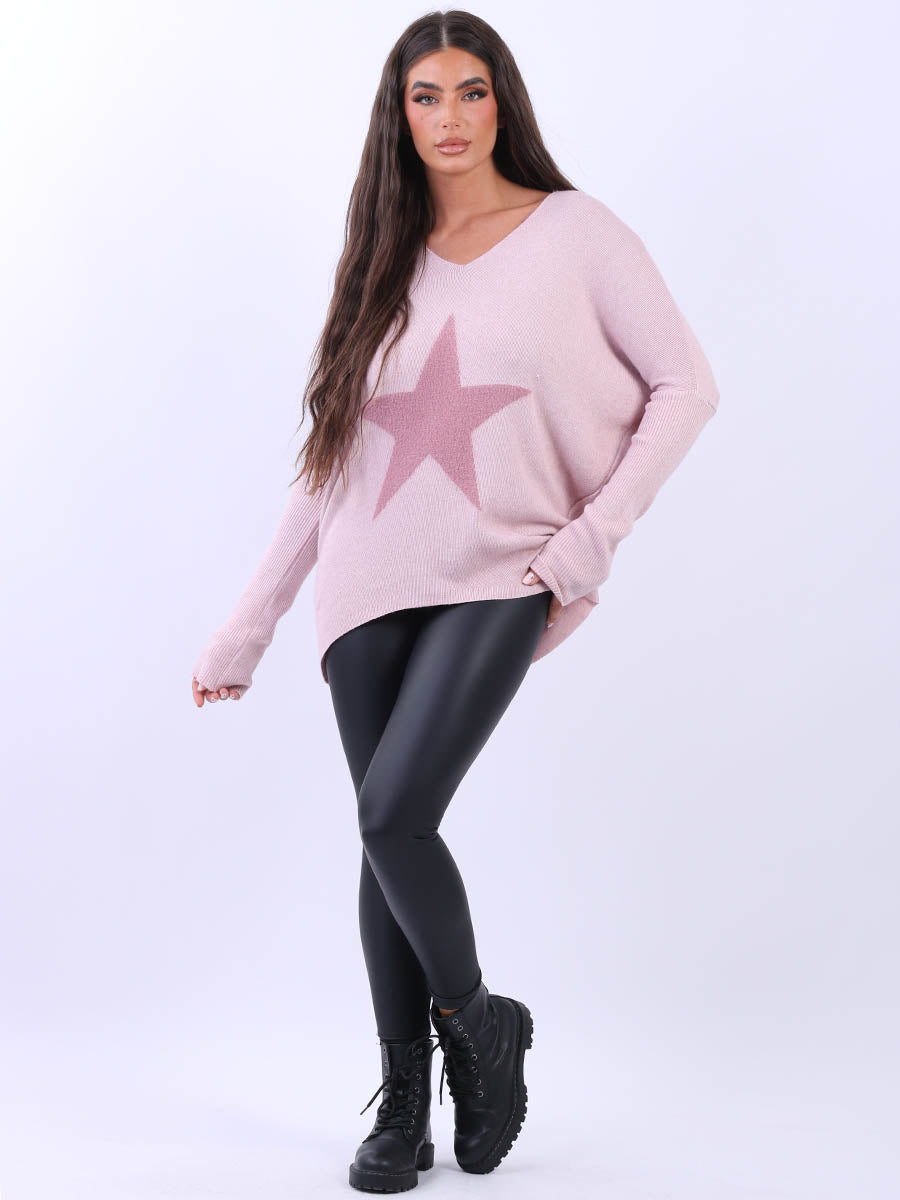 Italian Knitted Star Print Plus Size Ladies Jumper