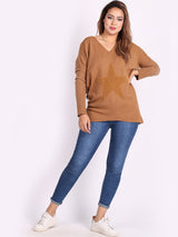 Italian Knitted Star Print Plus Size Ladies Jumper