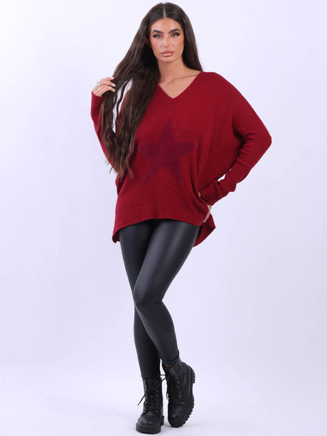 Italian Knitted Star Print Plus Size Ladies Jumper